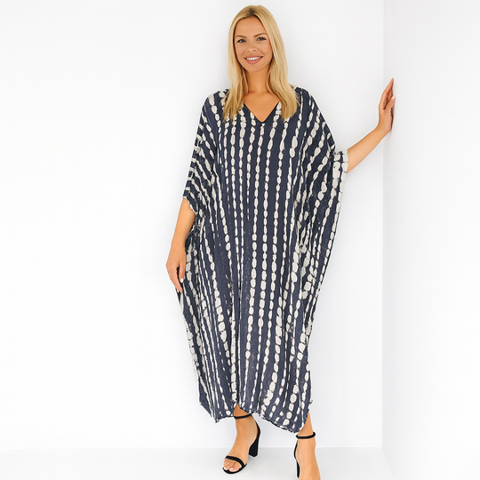 Maya Black White Kaftan Dress one size fits AU 12-26