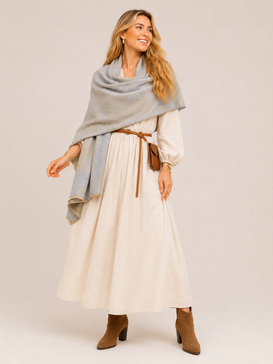 Julian Cashmere Woven Scarf Hues of Blue