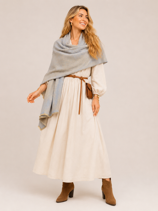 Julian Cashmere Woven Scarf Hues of Blue