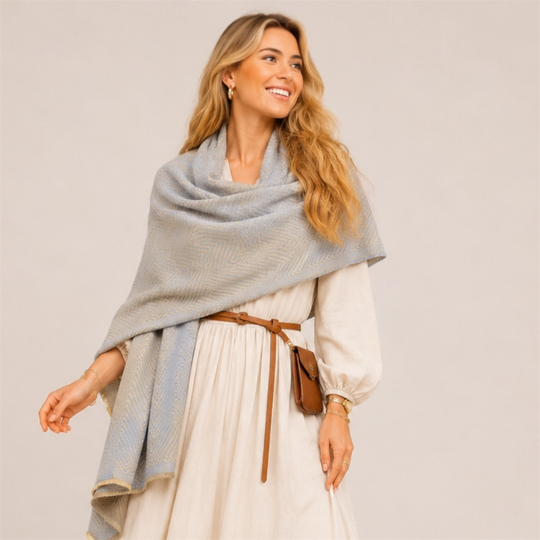 Julian Cashmere Woven Scarf Hues of Blue
