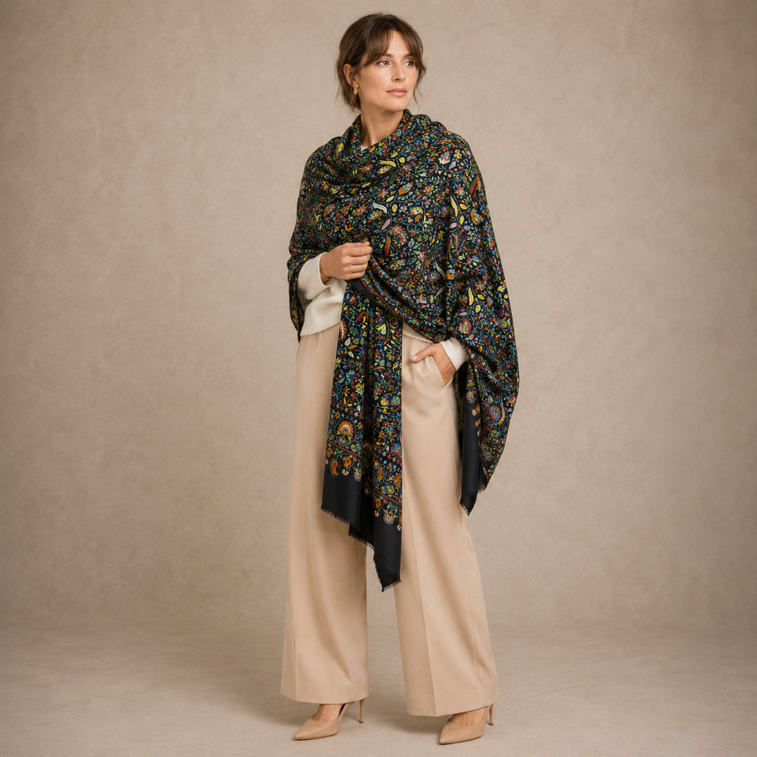 Julian Black Cashmere Silk Scarf