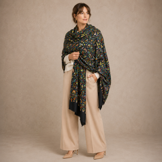 Julian Black Cashmere Silk Scarf