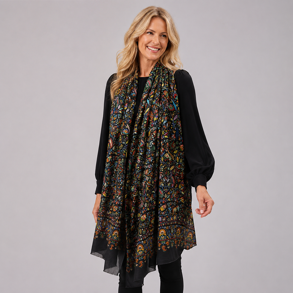 Julian Black Cashmere Silk Scarf