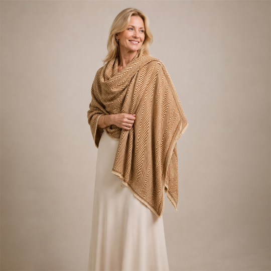 Julian Cashmere Woven Scarf Hues of Brown