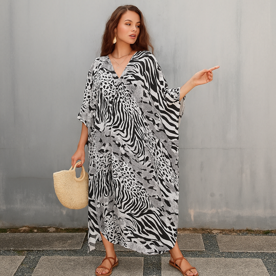 White Plus Size Rayon Maya Kaftan Dress One Size Fits All 16 to 26