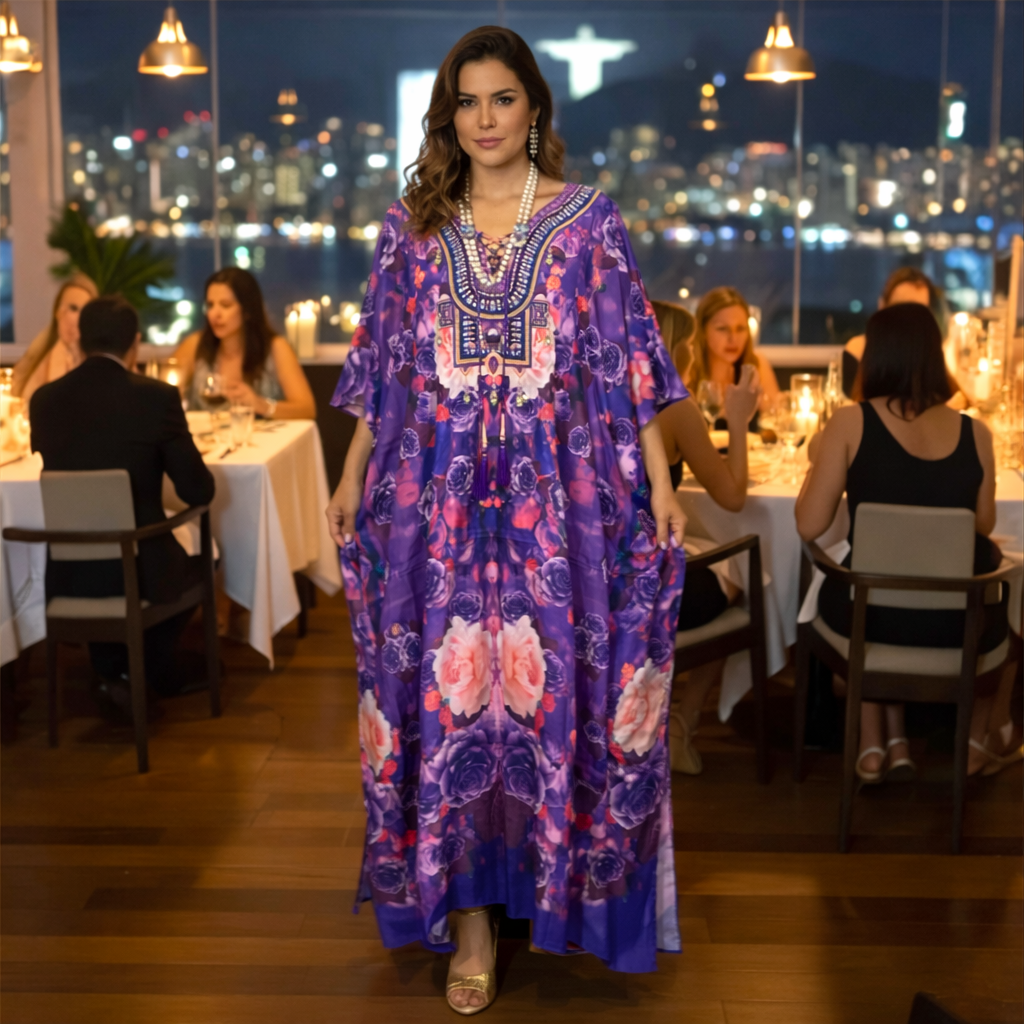 Maya Flora Fiesta Long Kaftan O/S AU 12-20