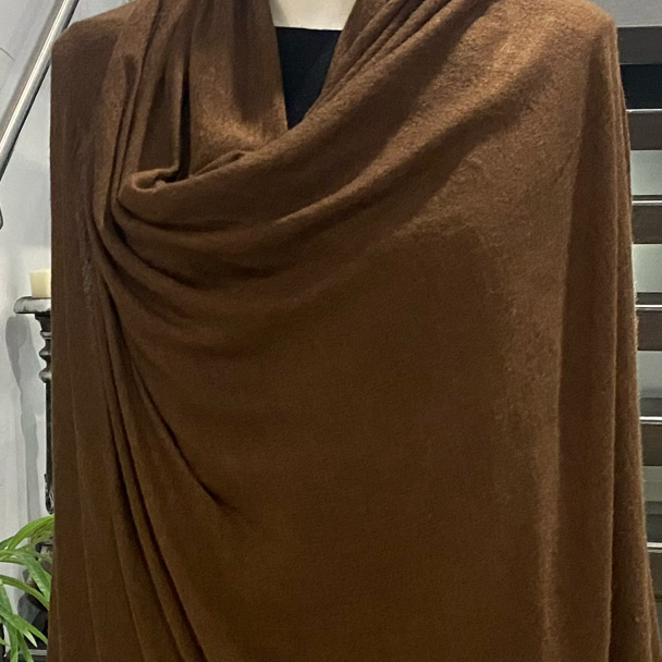 Julian handwoven pure cashmere oversized wrap-Coffee Brown
