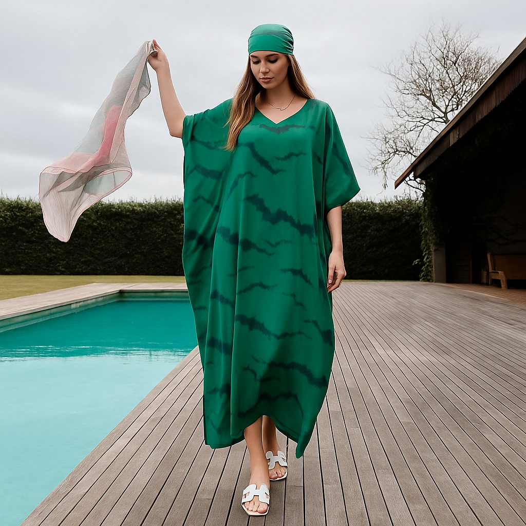 Maya Green Black Boho kaftan dress - Sizes Available AU 14-30