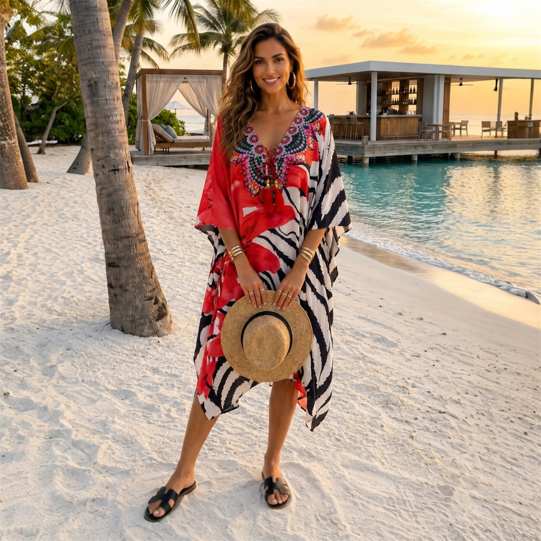 Coco Bella Silk Mix Front Tie Short kaftan  12-20 -More Style Available