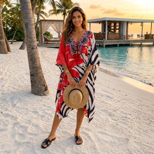 Coco Bella Silk Mix Front Tie Short kaftan  12-20 -More Style Available