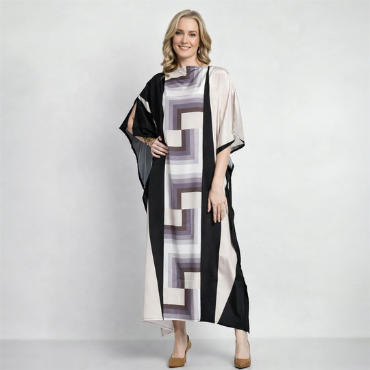 Satin Crepe Lillie MIDI  Kaftan Dress