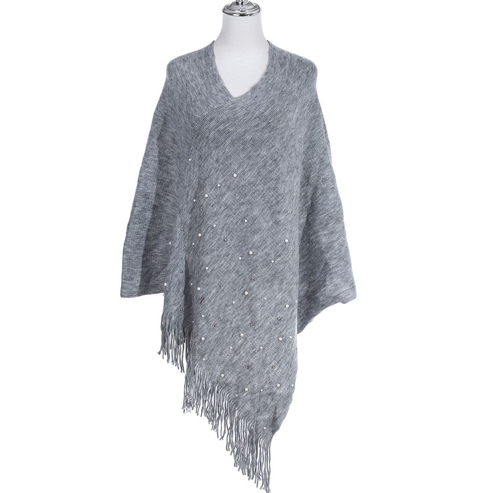 Grey  pearl Winter Poncho Free size