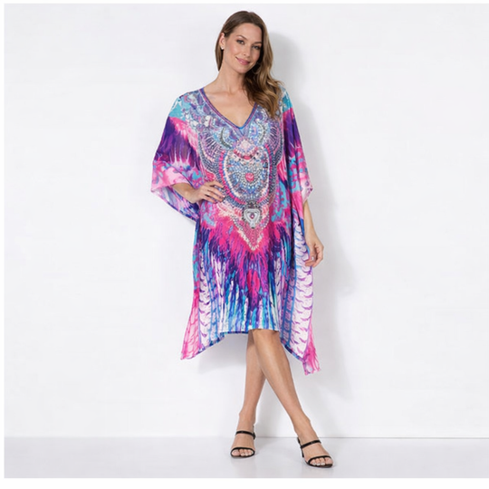 Pink Kyra embellished sheer Blouse Tunic Top O/S AU 10-18