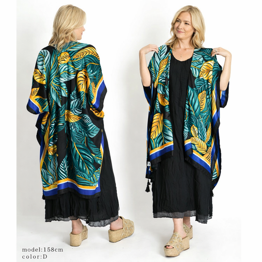 Maya Tropical Tassel Open Kimono Free size