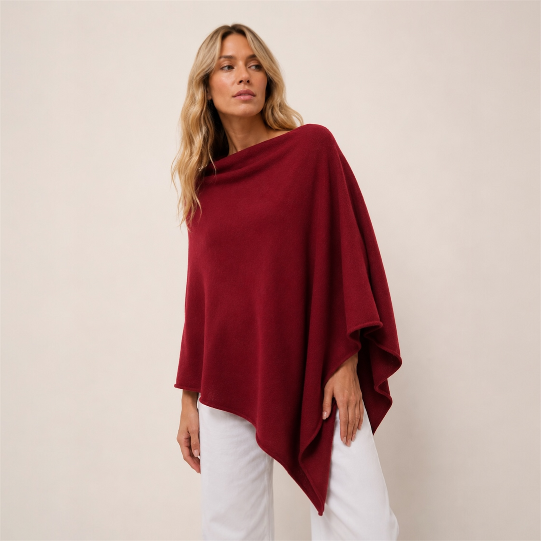 Berry  100% Cashmere Oversized Julian Poncho