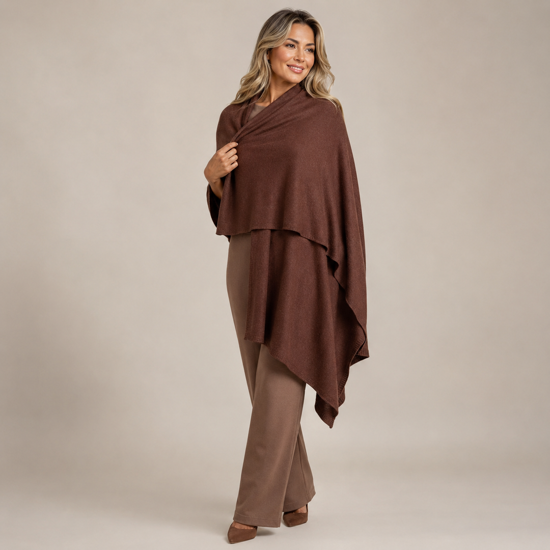 Chocolate Brown 100% Cashmere 2 ply Julian Travel Wrap/ Scarf