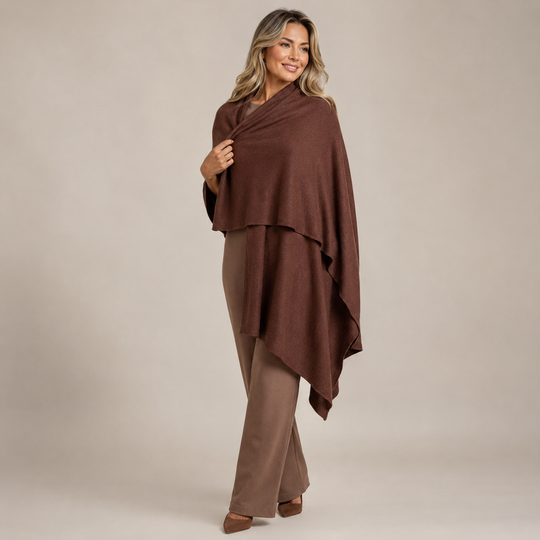 Chocolate Brown 100% Cashmere 2 ply Julian Travel Wrap/ Scarf