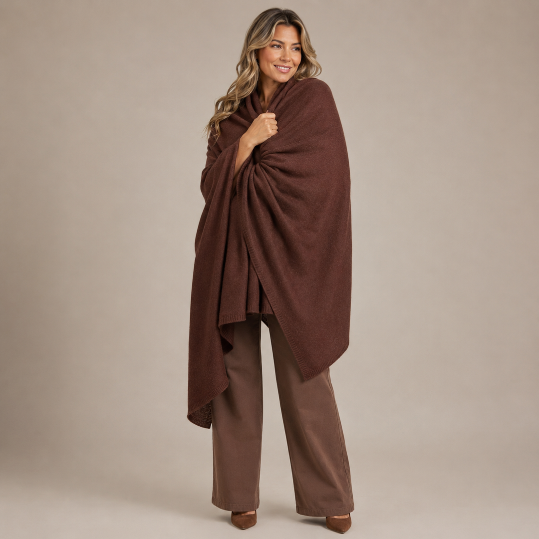 Chocolate Brown 100% Cashmere 2 ply Julian Travel Wrap/ Scarf