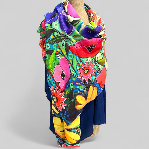 Floral 100% Cashmere Julian Scarf /Wrap