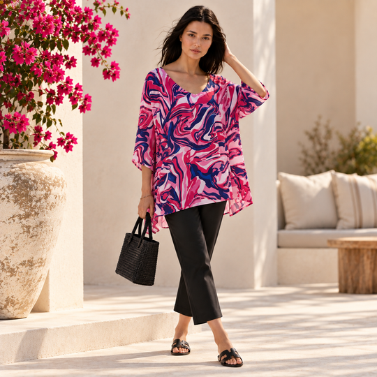 Maya Pretty in Pink Kaftan Tunic/ Top OFSA AU 12-24