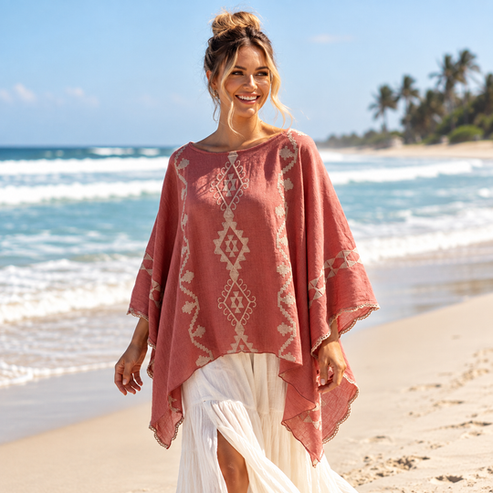 Embroidered Maya Top Tunic Kaftan O/S 14-22