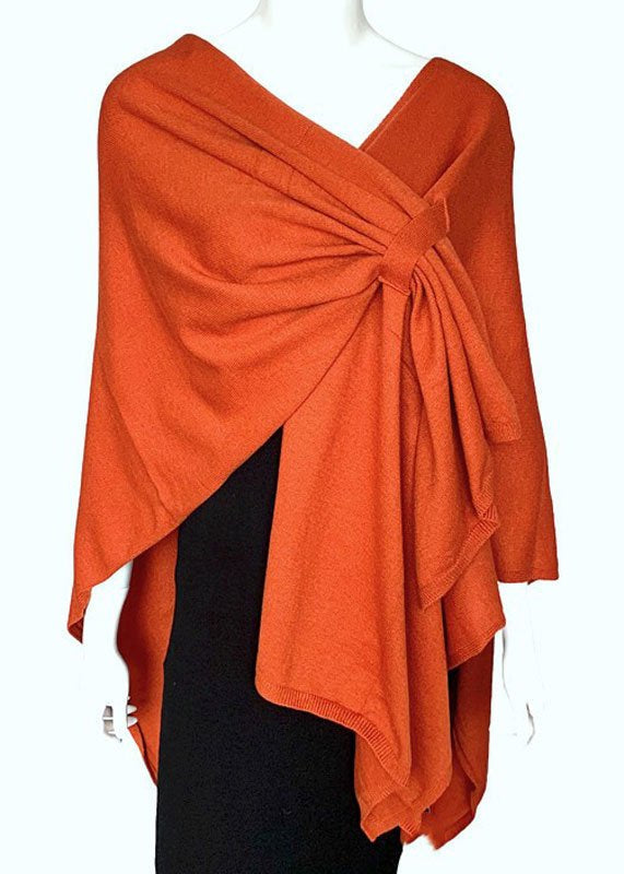 RITZY Front Closure Luxurious Maya Winter Cardigan Poncho Sweater Burnt Orange