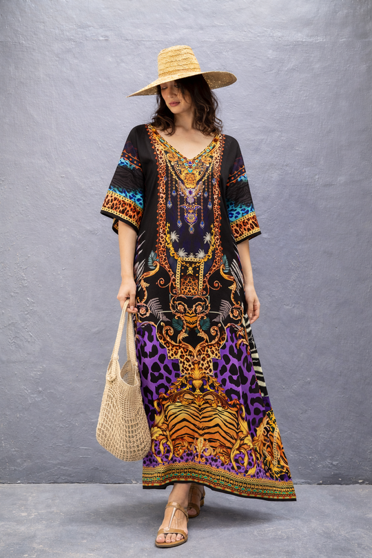 Mia Long Embellished Kaftan Dress