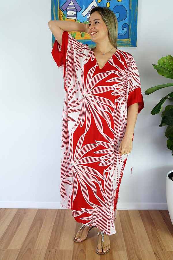 Red Maya Kaftan one size fits AU 12-26