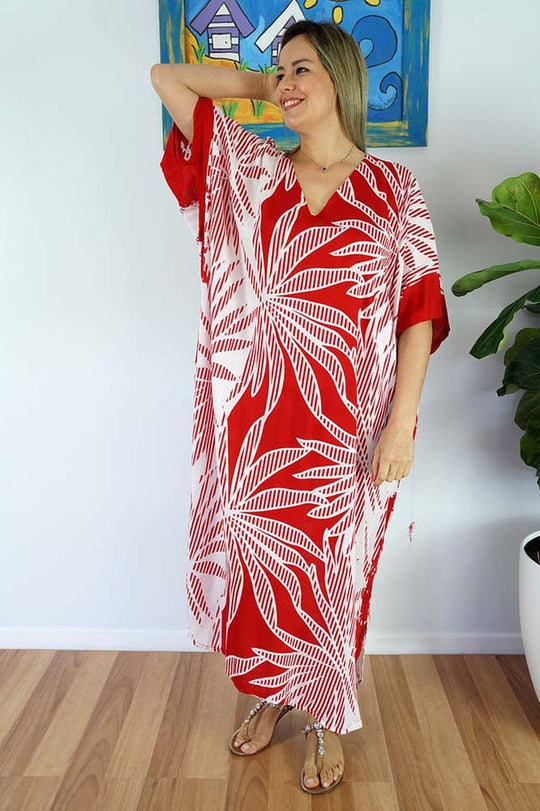 Red Maya Kaftan one size fits AU 12-26