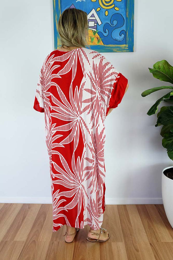 Red Maya Kaftan one size fits AU 12-26