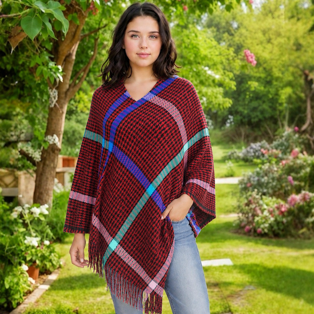 Plaid Poncho Free size-AU 8-18