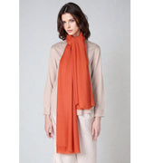 Julian Handwoven Pure Cashmere Orange Shawl/ Scarf