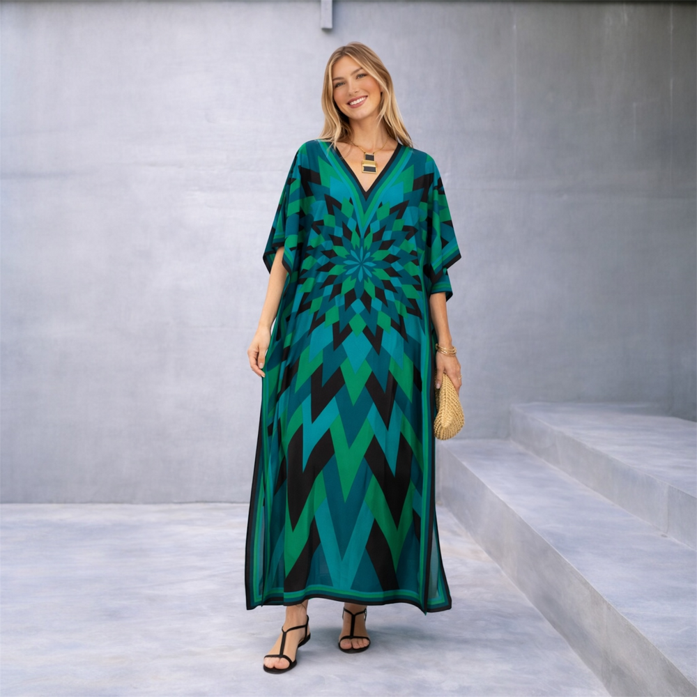 Geo Maya Kaftan Dress. Sizes Available AU 16-26