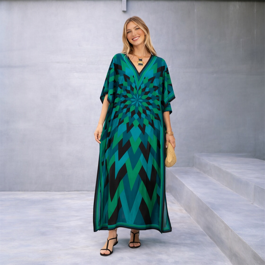 Geo Maya Kaftan Dress. Sizes Available AU 16-26