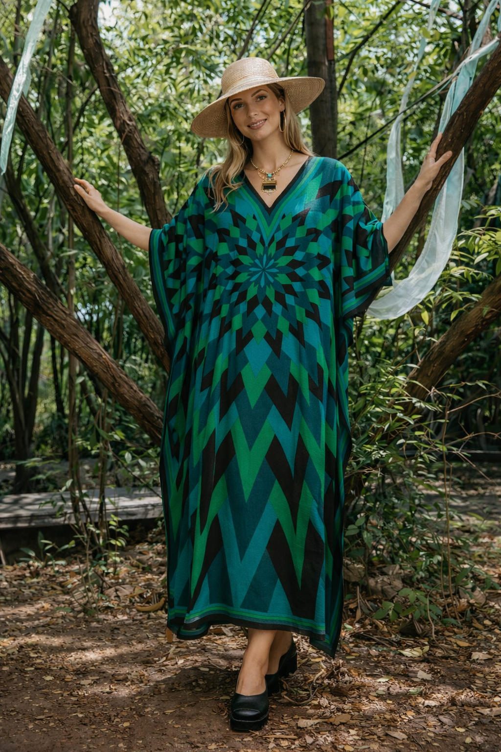 Geo Maya Kaftan Dress. Sizes Available AU 16-26