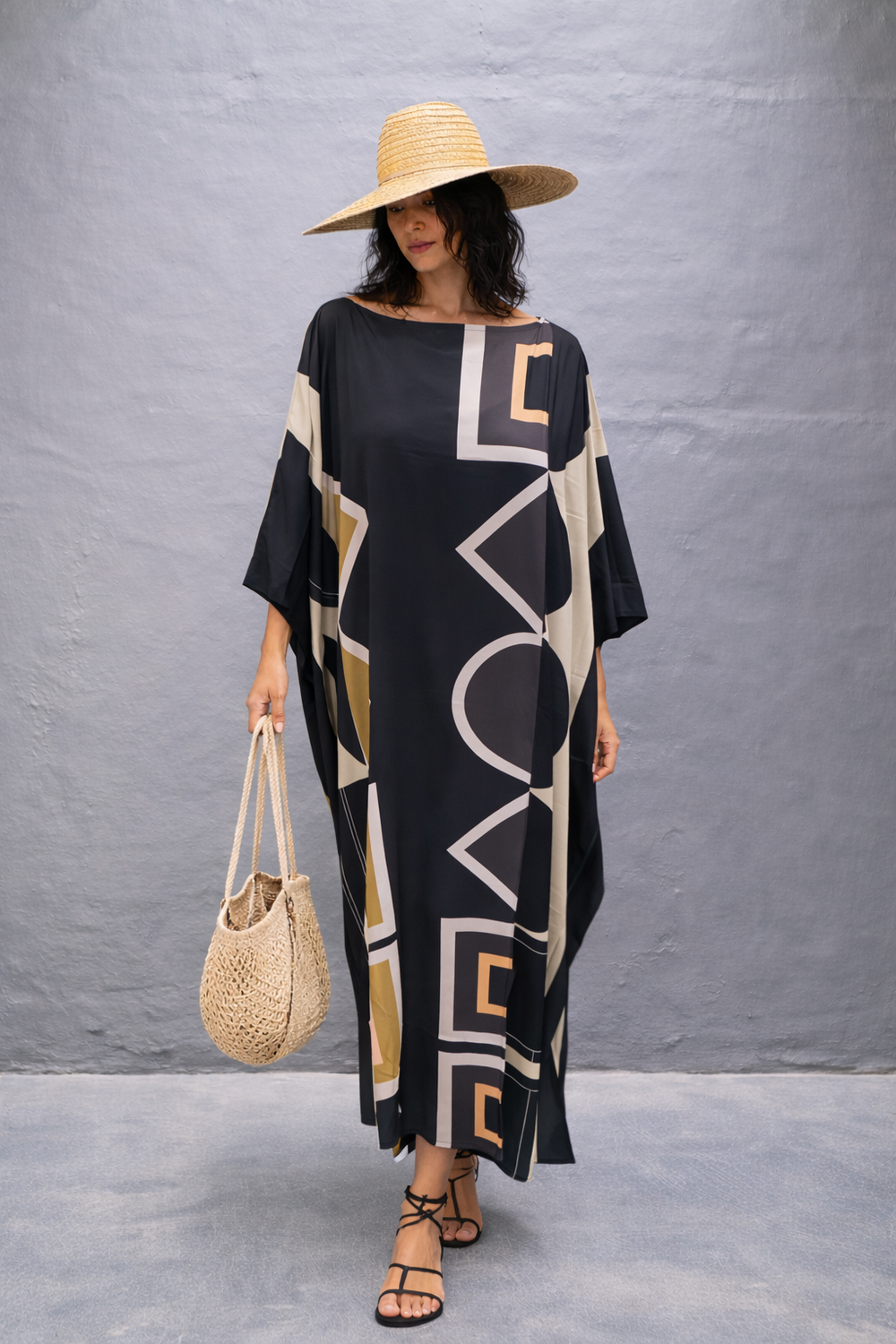 Maya Black Kaftan Dress.Sizes Available AU 16-26