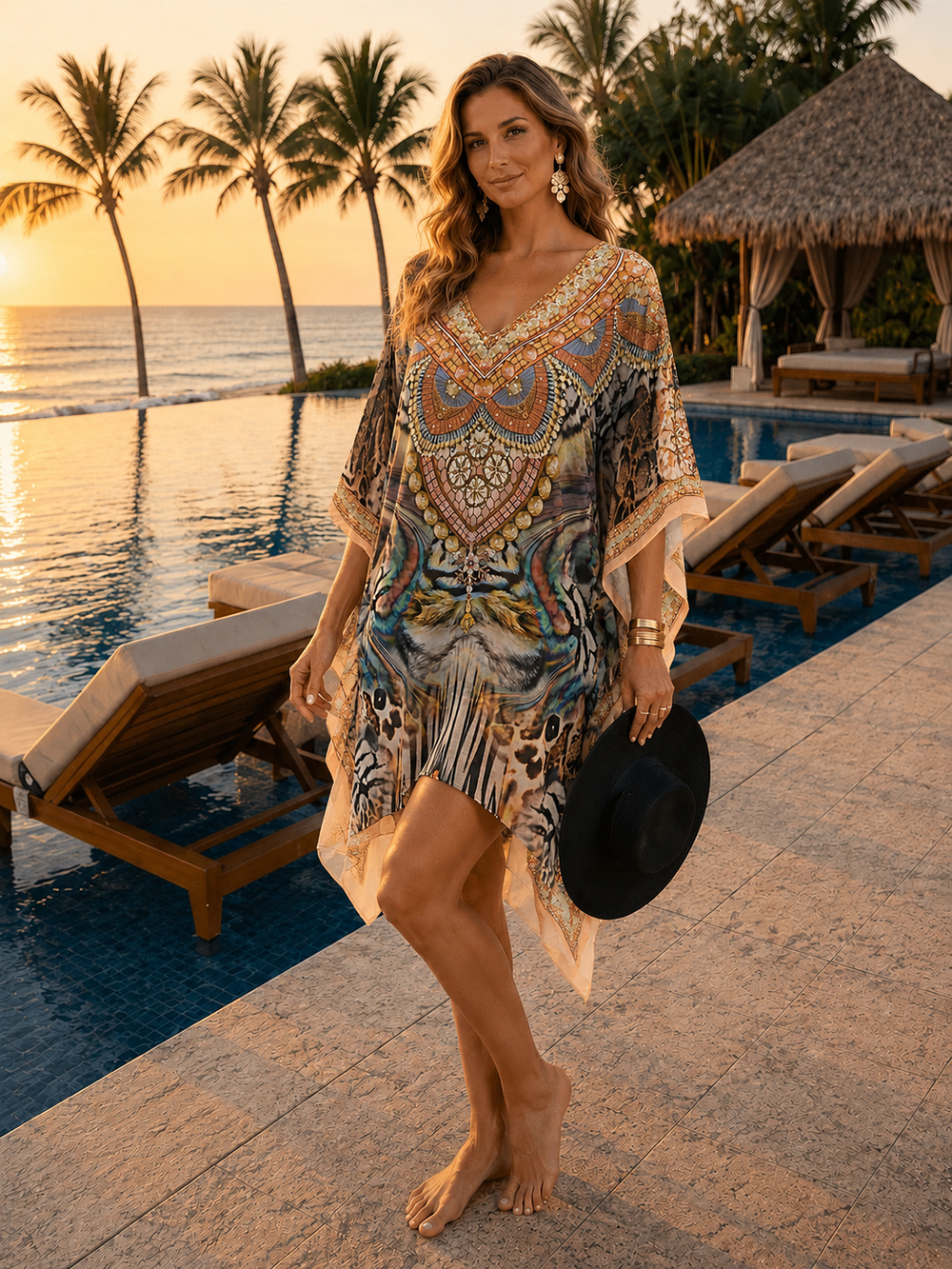 Kyra Bling Short Kaftan one size fits AU 12-20