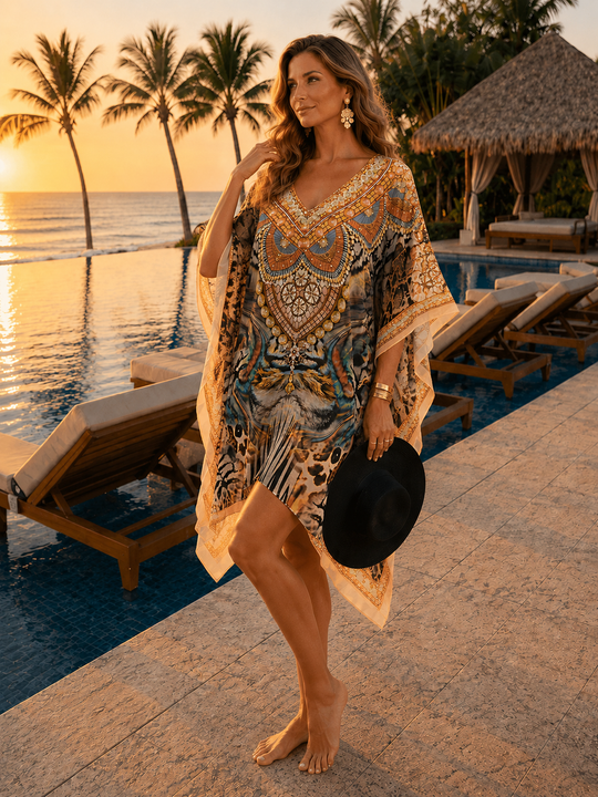 Kyra Bling Short Kaftan one size fits AU 12-20
