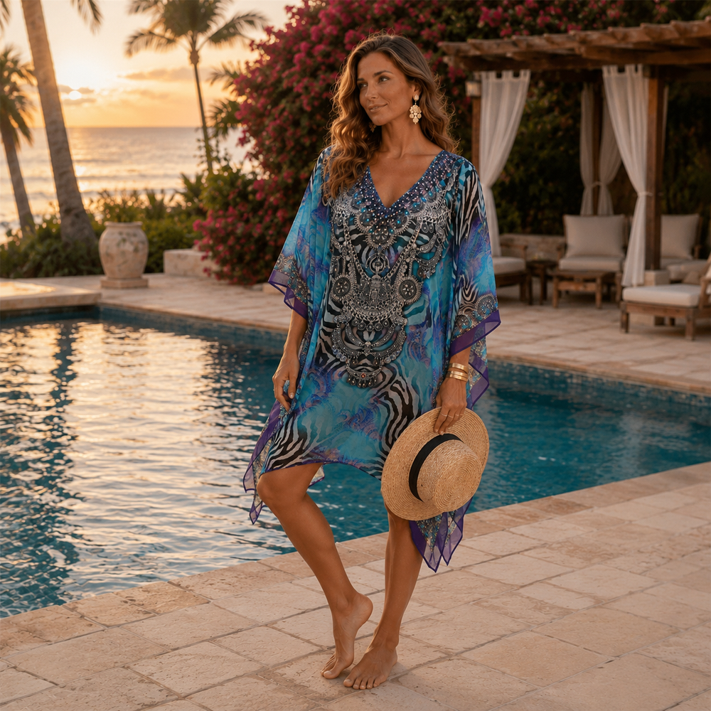 Kyra Bling Short Kaftan one size fits AU 12-20