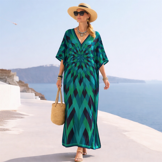 Geo Maya Kaftan Dress. Sizes Available AU 16-26