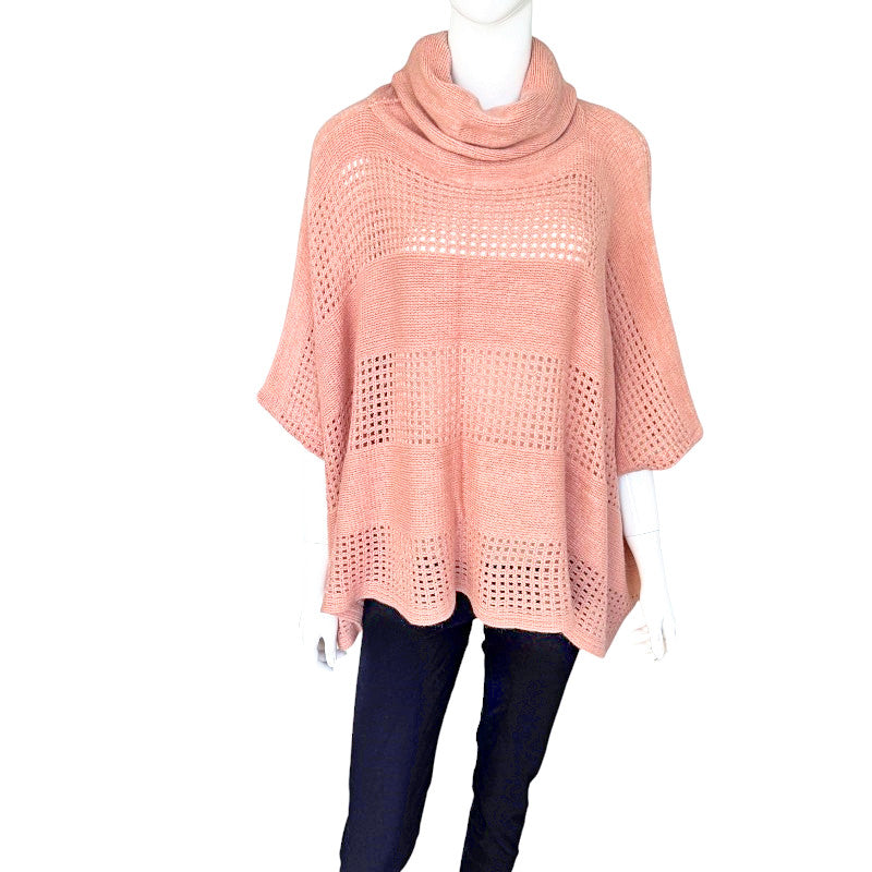 Peach Pink  Knitted Maya Cardigan Poncho OFSA 12-22