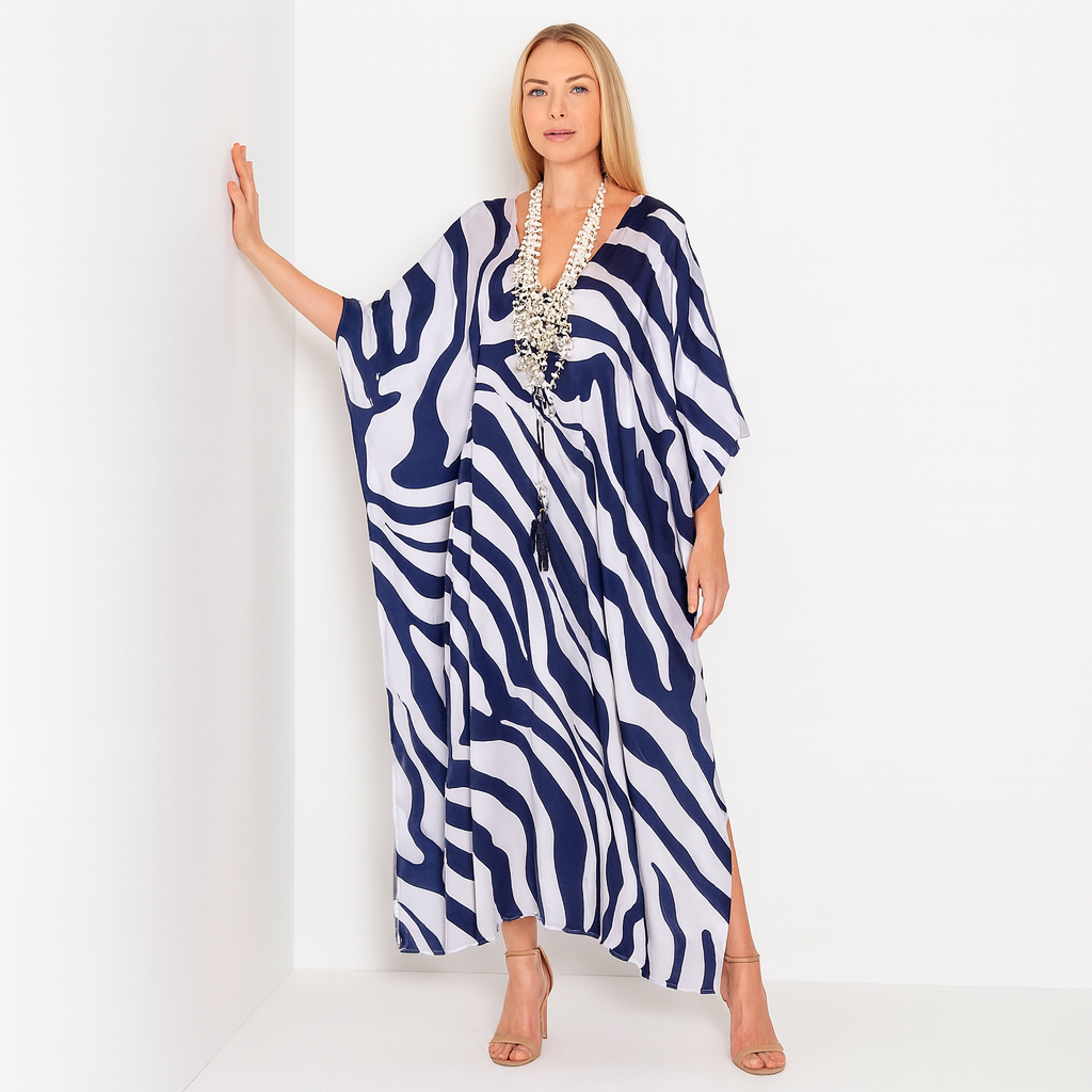 Milano Navy White Coco Bella kaftan 12-20