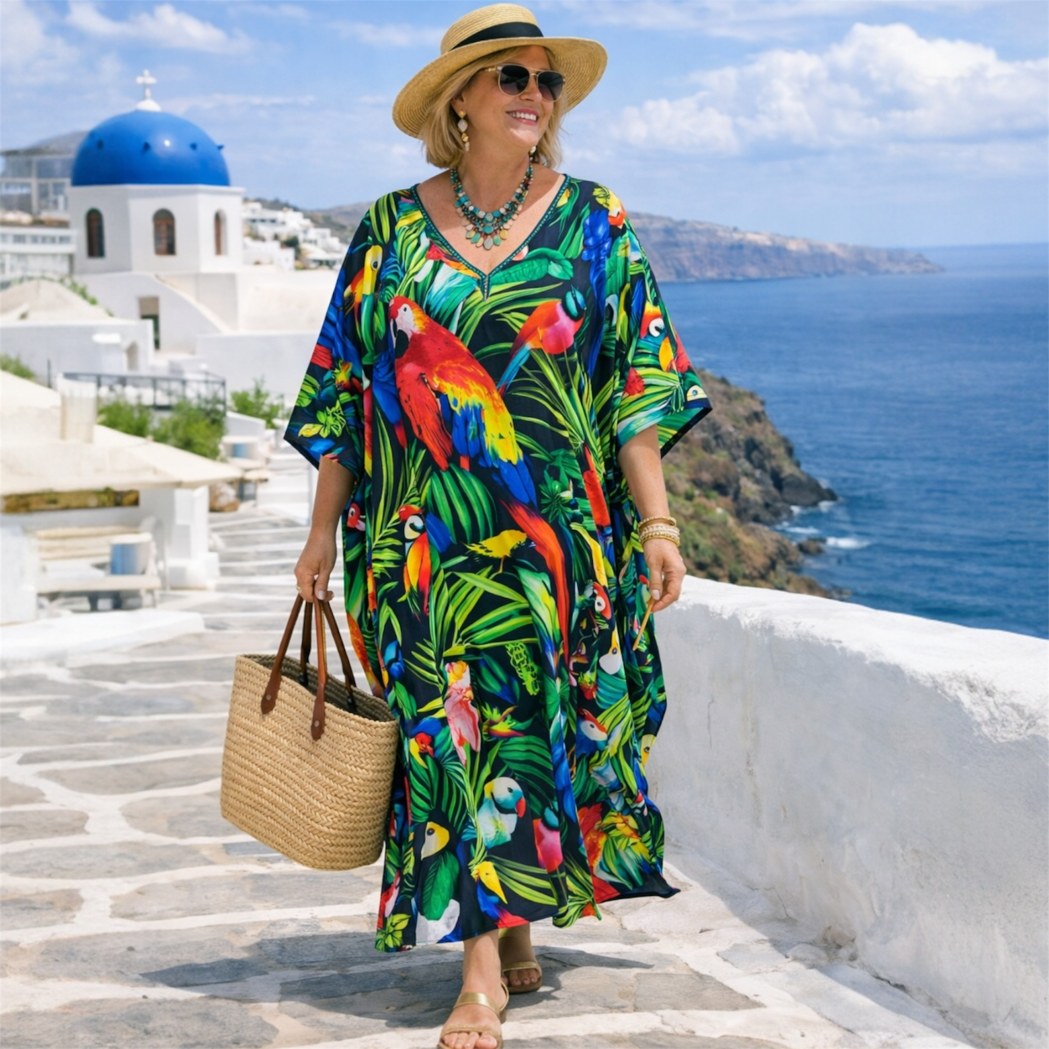 Maya Tropical Macau  Boho kaftan - Sizes -AU 14-30