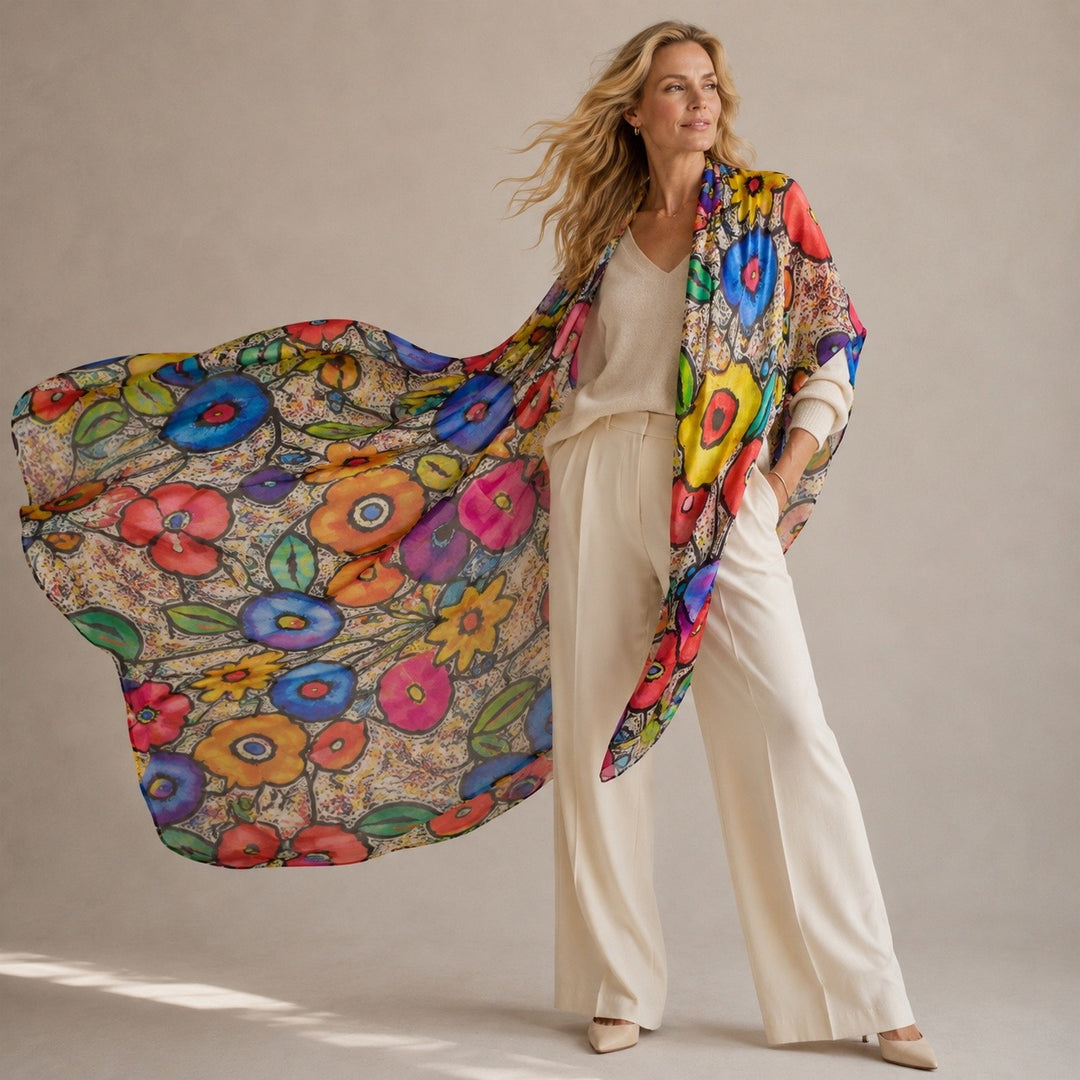 Cashmere Printed Wearable art Julian Ultralight Scarf-More Designs Available