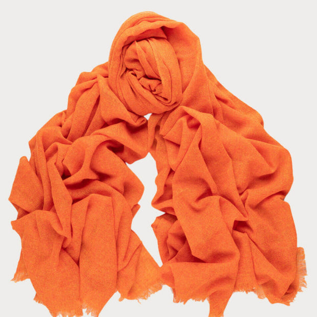 Julian Handwoven Pure Cashmere Orange Shawl/ Scarf