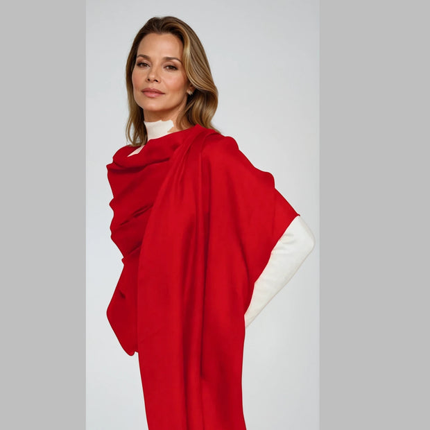 Julian Red 100% cashmere diamond weave oversized scarf/ wrap/ shawl