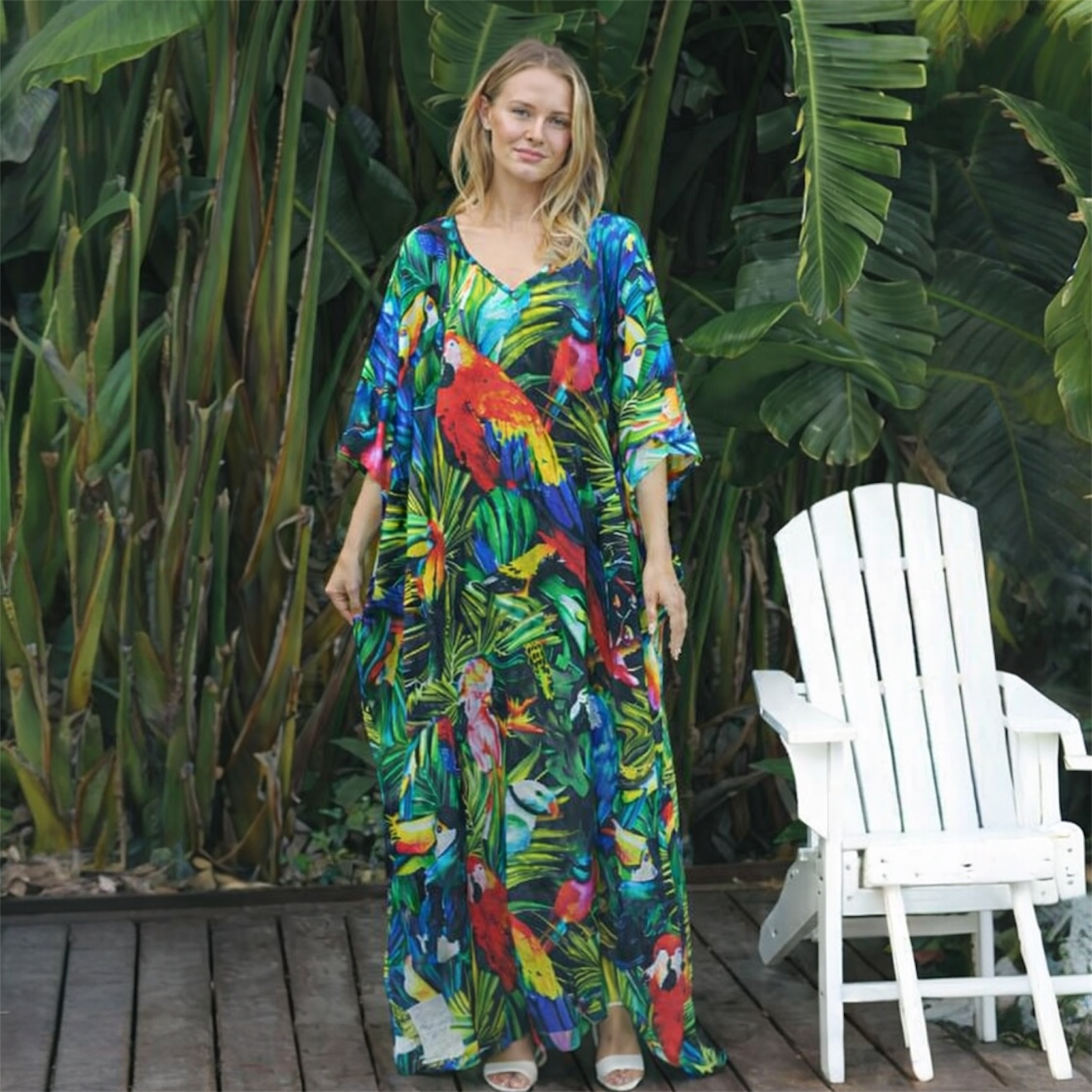 Maya Tropical Forest Fern Boho kaftan - Sizes Available -AU 14-30