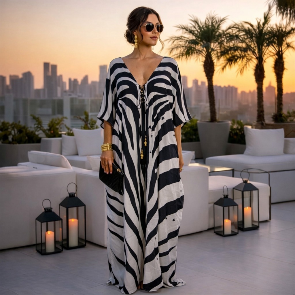Coco Bella Milano’s Zeta White  kaftan 12-20