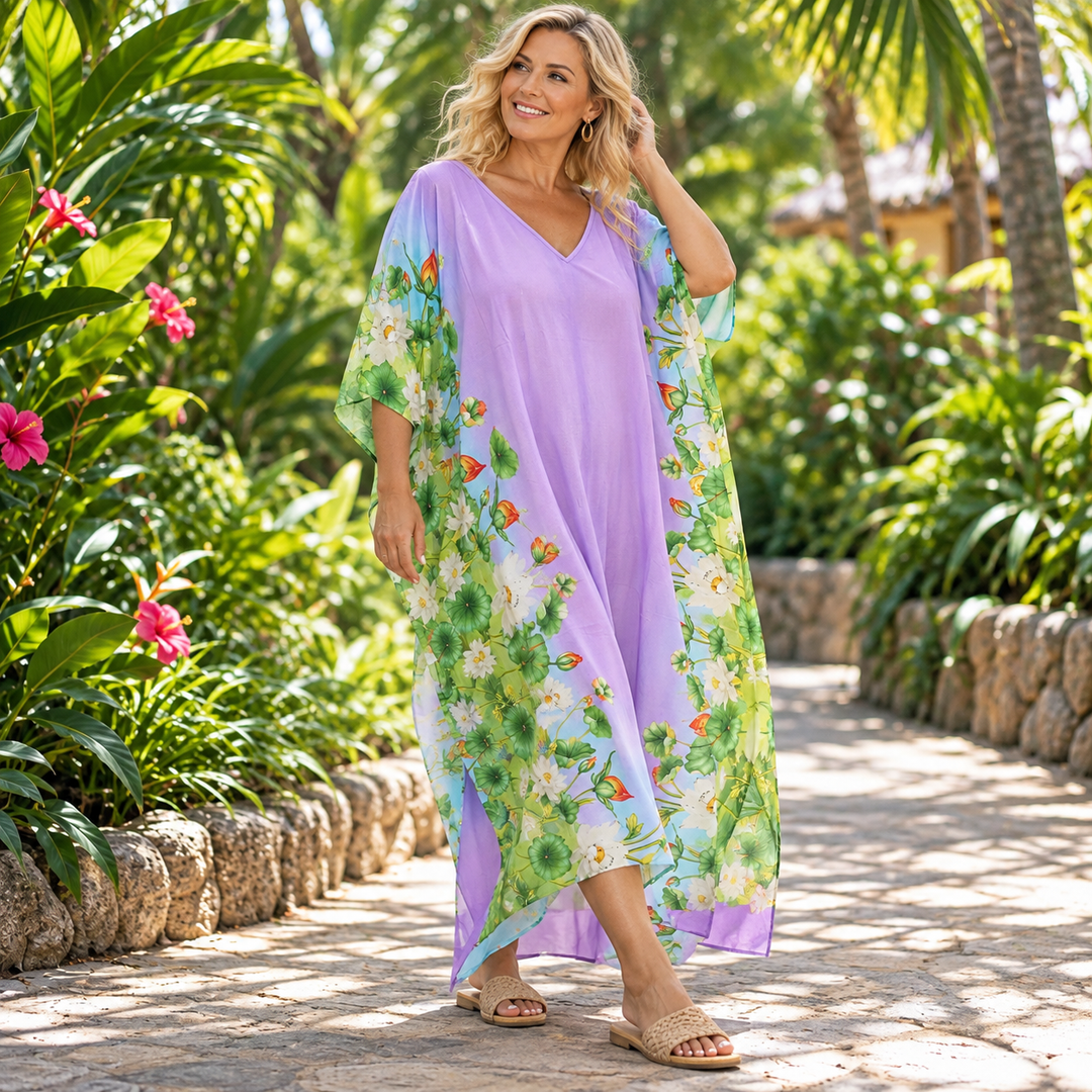 Maya Tropical Kaftan Dress - Sizes Available AU 12-32