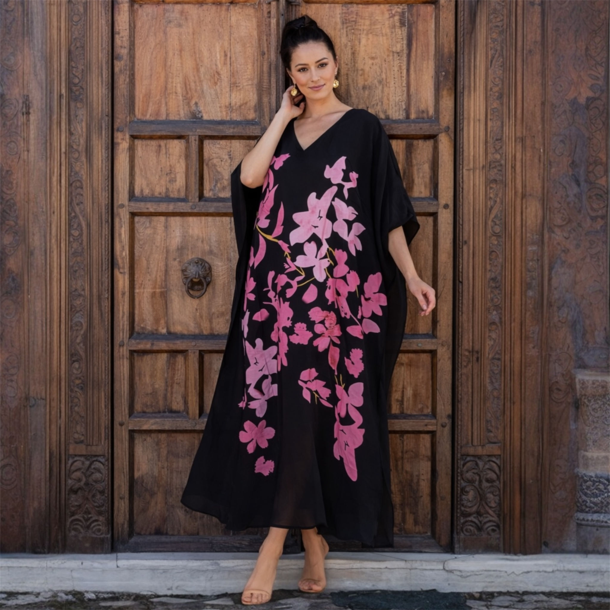 Maya Black DUNE Tropical Boho kaftan - Sizes -AU 14-30